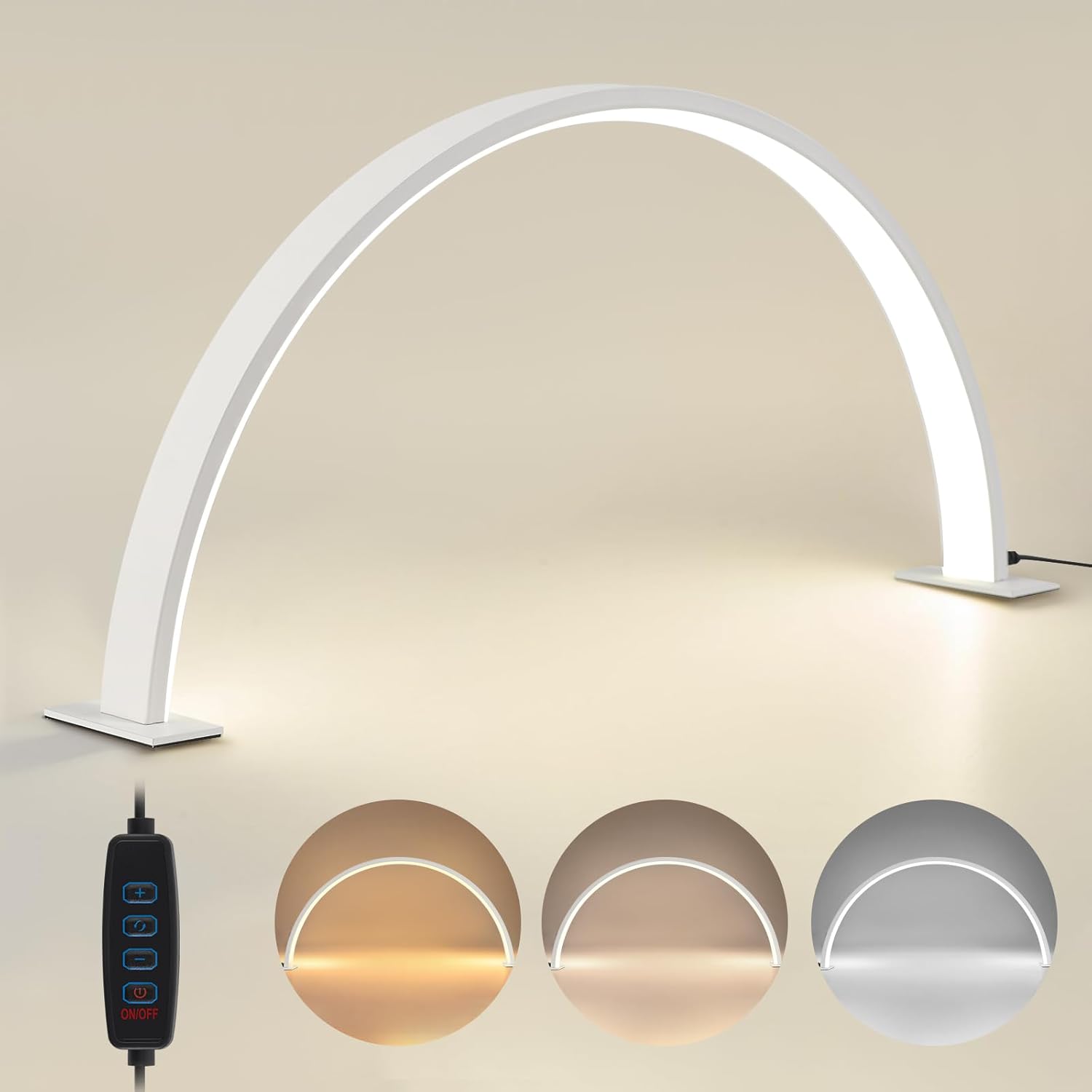 Nail Lamp for Desk, 20in Half Moon Lamp with 3 Color Modes & 10-Level Adjustable Brightness, Desk Lamp for Nail Tech, Lash Extensions, Facial Spa, Manicure(9.9″ H x 19.7″ W)